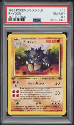 1999 Pokemon Jungle 1st Edition Rhydon #45 PSA 8.5 NM-MT+ - Image 1