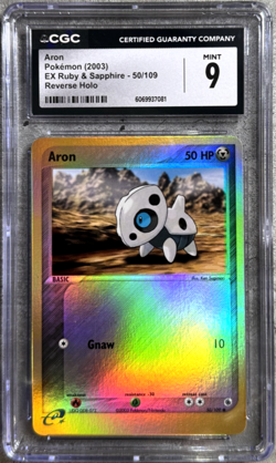 Pokemon Card Aron Rev Holo CGC 9 Mint, e-Reader EX Ruby & Sapphire 50/109, 2003 - Image 1