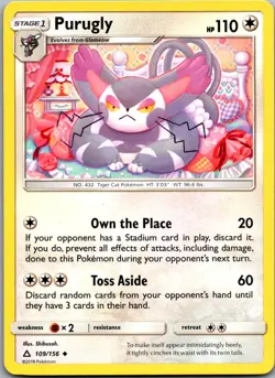 Purugly 109/156 Uncommon Ultra Prism Pokemon Near Mint - Image 1