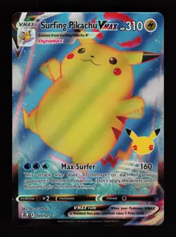 Surfing Pikachu VMAX 009/025 Holo VMAX Rare Celebrations Pokemon Cards - Image 1