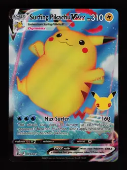 Surfing Pikachu VMAX 009/025 Holo VMAX Rare Celebrations Pokemon Cards - Image 1