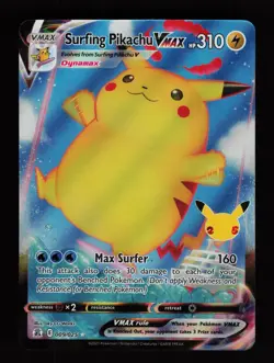 Surfing Pikachu VMAX 009/025 Holo VMAX Rare Celebrations Pokemon Cards - Image 1