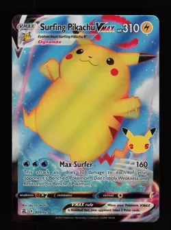 Surfing Pikachu VMAX 009/025 Holo VMAX Rare Celebrations Pokemon Cards - Image 1