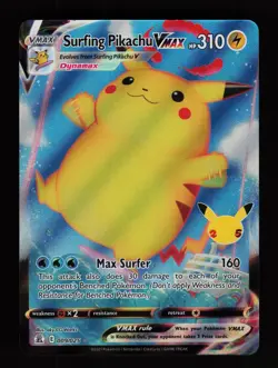 Surfing Pikachu VMAX 009/025 Holo VMAX Rare Celebrations Pokemon Cards - Image 1
