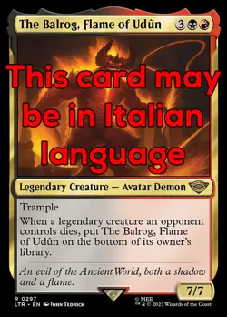 MTG THE BALROG, FLAME OF UDUN 297 EXC - IL BALROG, FIAMMA DI UDUN - LTR X IT - Image 1