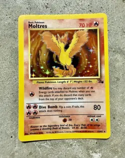 Pokemon Moltres Holo 12/62 Fossil Rare Unlimited WOTC 1999 Vintage TCG Card - Image 1
