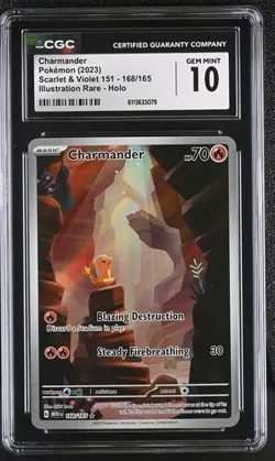 2023 POKEMON SCARLET & VIOLET 151 #168 CHARMANDER ILLUSTRATION RARE CGC 10 - Image 1