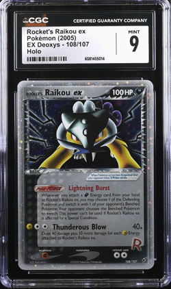 2005 Pokemon Rocket's Raikou ex Holo EX Deoxys #108 CGC 9 - Image 1