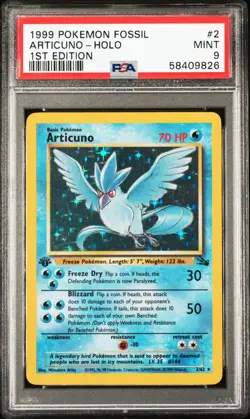 1999 POKEMON FOSSIL 1ST EDITION #2 ARTICUNO-HOLO PSA 9 - Image 1
