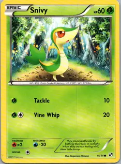Pokemon TCG Snivy 1/114 Black White MP - Image 1