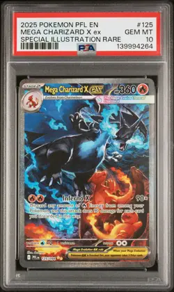 2025 POKEMON PFL EN-PHANTASMAL FLAMES #125 MEGA CHARIZARD X EX PSA 10 - Image 1