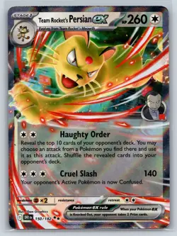 2025 Pokemon Destined Rivals Team Rocket's Persian ex 150/182 Holo NM - Image 1