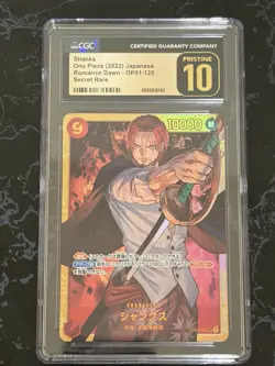 Shanks One Piece Romance Dawn OP01-120 Secret Rare CGC Pristine 10 Japanese 2022 - Image 1
