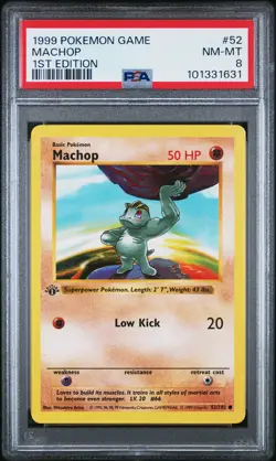 PSA 8 - Pokemon Card - Base 52/102 - MACHOP (common) *1st Edition* - NM-MT - Image 1