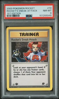 PSA 8 - Pokemon Card - Team Rocket 72/82 - ROCKET'S SNEAK ATTACK (rare) *1st Ed* - Image 1