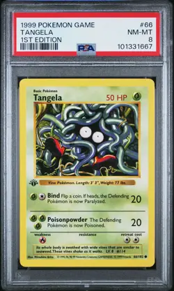 PSA 8 - Pokemon Card - Base 66/102 - TANGELA (common) *1st Edition* - NM-MT - Image 1