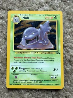 Pokemon TCG Muk Holo Rare Card 13/62 Fossil 1999 Unlimited - Image 1