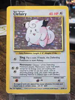 Clefairy 5/102 - Base Set WOTC 1999 Unlimited Holo Rare Vintage Pokemon TCG LP - Image 1