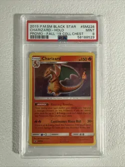 Pokemon 2019 Black Star Holo Promo Chest Charizard #SM226 PSA 9 - Image 1