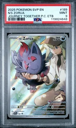 Pokemon Journey Together N's Zorua 189 Pokemon Center Exclusive Promo Card PSA 9 - Image 1