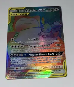 NM Eevee & Snorlax GX Secret Rare 191/181 Team Up Holo Pokemon Card TCG English - Image 5