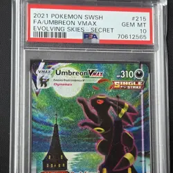 PSA GEM MT 10 -2021 Pokemon UMBREON VMAX EVOLVING SKIES SWSH SECRET RARE-215/203 - Image 2