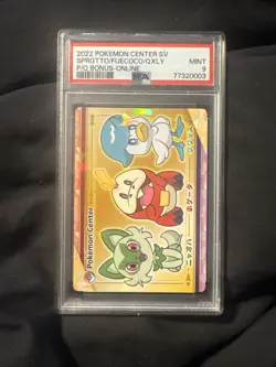 2022 POKEMON CENTER SCARLET & VIOLET ONLINE FUECOCO/QUAXLY/SPRIGATITO PSA 9 - Image 1