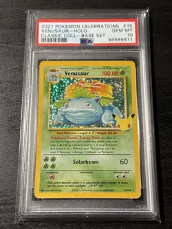 PSA 10 Venusaur 15/102 Celebrations Classic Collection Holo Graded Pokemon Card - Image 1