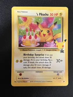 Pokemon TCG Birthday Pikachu #24 Celebrations 25th Anniversary Card - Image 1