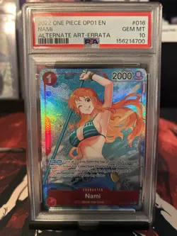 One Piece Nami OP01-016 Romance Dawn Alt art Beta Version PSA 10 - Image 1