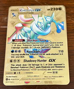 Greninja GX Gold Metal Fan Art Pokemon Card - Image 1