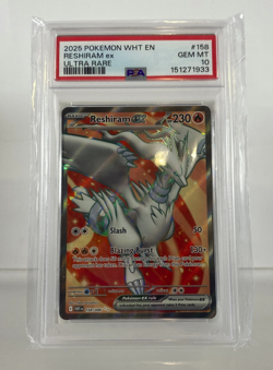 2025 Reshiram EX 158 Pokemon Card White EN Ultra Rare Certified Mint Condition - Image 1