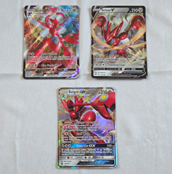 Pokemon TCG Scizor VMAX 119/189 + V 118/189 + GX 90/168 Holo 3-Card Lot - Image 1