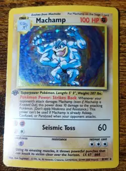 Machamp 8/102 4th print 1999-2000 Holo Base Set Unlimited Pokemon Card MP ^ - Image 1