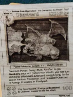 Wood Charizard Card Handcrafted Wooden Pokemon Card 3d Charizard 6" - Image 2