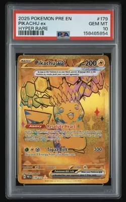 Pokemon TCG Pikachu EX Hyper Rare Card 179/131 Prismatic Evolutions, PSA 10 - Image 1