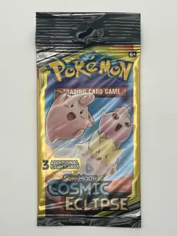 Pokemon Sun and Moon Cosmic Eclipse Booster Dollar Tree 3 Card Packs Long Crimp - Image 1