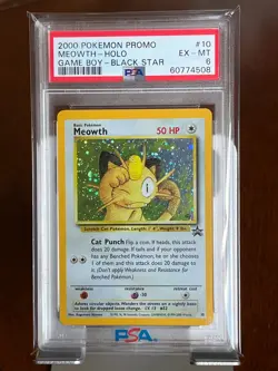 Pokemon Meowth 10 Black Star Promo Game Boy Holo PSA 6 - Image 4