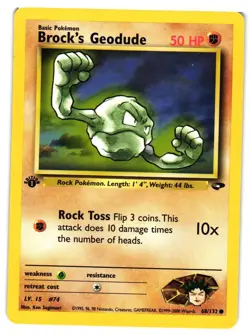 Pokemon TCG Brock's Geodude 68/132 Common Gym Challenge 1st Edition VLP - Image 1