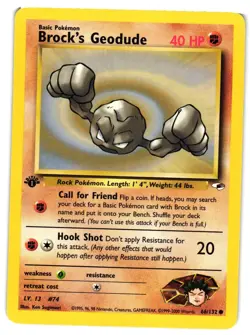 Pokemon TCG Brock's Geodude 66/132 Common Gym Heroes 1st Edition LP - Image 1