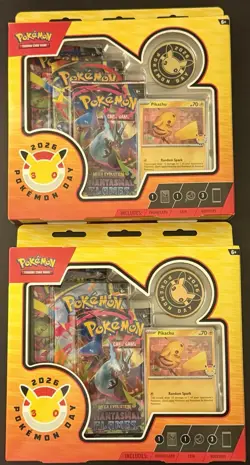 Pokemon Day 2026 Collection Box Pikachu Promo Factory Sealed Lot of 2 - Image 1