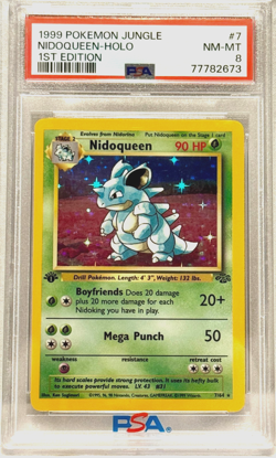 1999 POKEMON JUNGLE #7 NIDOQUEEN 1ST EDITION HOLO PSA 8 NM - MT CARD - Image 1