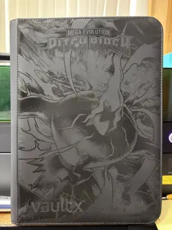 Pitch Black Pokemon Binder VaultX Laser Engraved 9 Pocket (Made To Order) - Image 1
