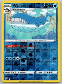 Wailord 038/195 Silver Tempest Pokemon LP Shinya Komatsu - Image 1