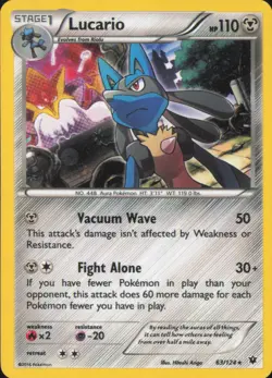 Lucario 63/124 Holo Rare Fates Collide Pokemon Lightly Played - Image 1