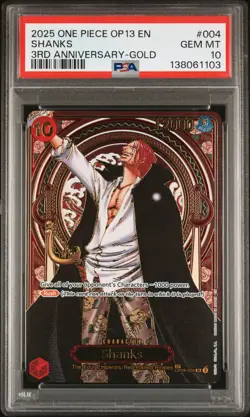 Shanks 004 3rd Anniversary-gold One Piece PSA 10 SP - Image 1