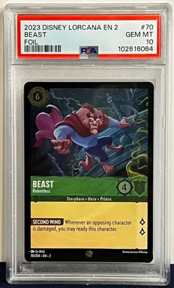 Disney Lorcana - Rise of the Floodborn - Beast Relentless LEGENDARY FOIL PSA 10 - Image 1