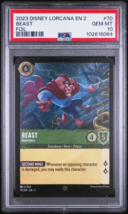Disney Lorcana - Rise of the Floodborn - Beast Relentless LEGENDARY FOIL PSA 10 - Image 3