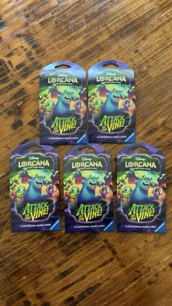 Disney Lorcana Attack Of The Vine Sleeved Booster Packs 5 Pack Lot - Image 1