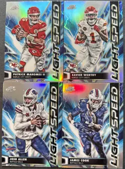 Josh Allen / Patrick Mahomes Light Speed 2025 Topps Cosmic Chrome 4 Card Lot - Image 1